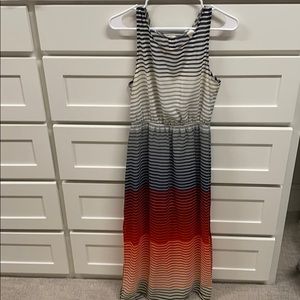 Long flowing stripped dress with elastic waist